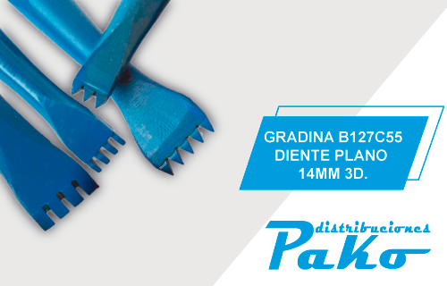 GRADINA B127C55 DIENTE PLANO 14MM 3D.